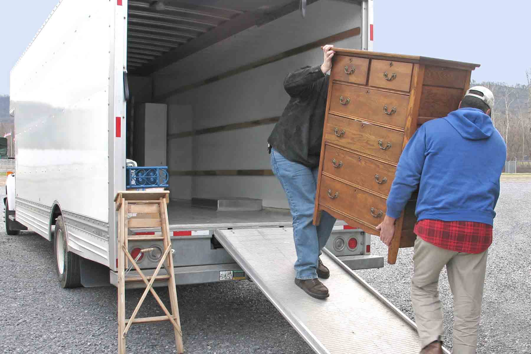Moving boxes and packing supplies prepared for transport